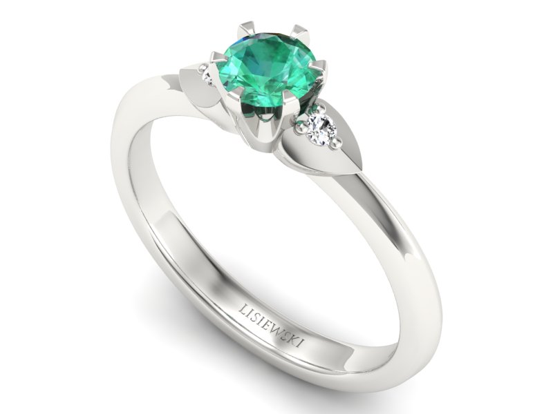 Złoty pierścionek ze szmaragdem i brylantami - p16056bsm — zdjęcie 3