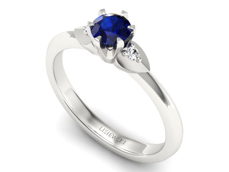 Złoty pierścionek z szafirem i brylantami - p16056bsz — zdjęcie 3