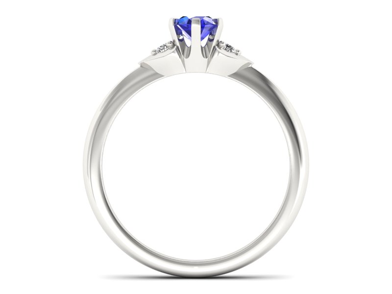 Pierścionek z szafirem i brylantami białe złoto - p16056bszc — zdjęcie 2