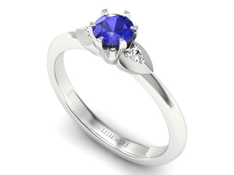 Pierścionek z szafirem i brylantami białe złoto - p16056bszc — zdjęcie 3
