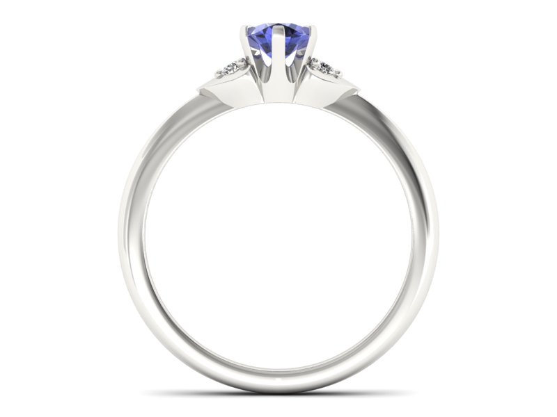Pierścionek z tanzanitem i brylantami białe złoto - p16056bt — zdjęcie 2