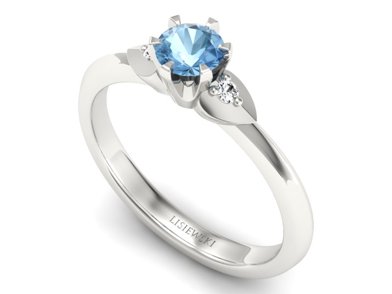 Pierścionek z topazem i brylantami białe złoto - p16056btp — zdjęcie 3