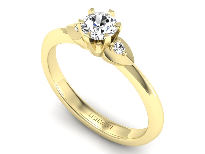 Złoty pierścionek z brylantami żółte złoto - p16056z — zdjęcie 3