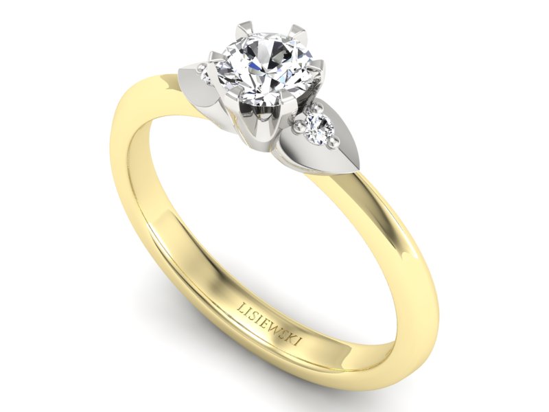 Pierścionek z diamentami żółte i białe złoto - p16056zb — zdjęcie 3