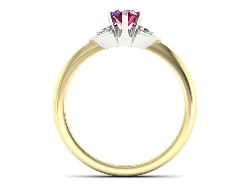 Pierścionek z rubinem i diamentami - p16056zbr — zdjęcie 2