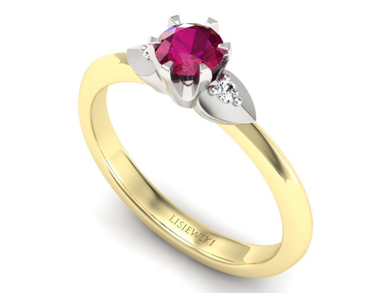Pierścionek z rubinem i diamentami - p16056zbr — zdjęcie 3