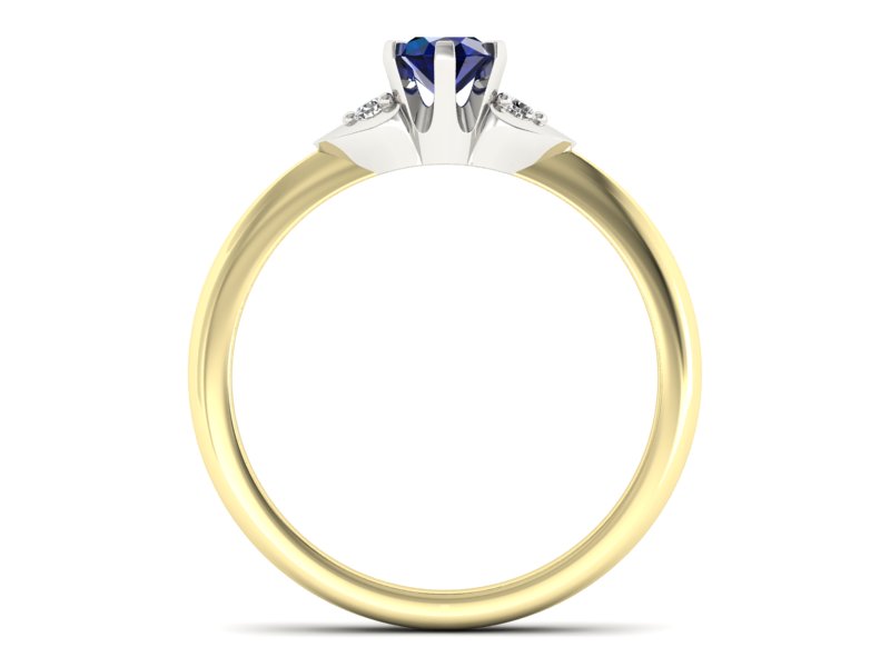 Złoty pierścionek z szafirem i brylantami - p16056zbsz — zdjęcie 2