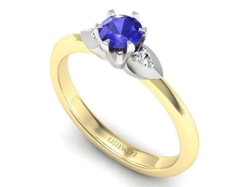 Pierścionek zaręczynowy z szafirem i brylantem - p16056zbszc — zdjęcie 3