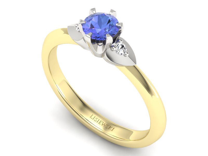 Pierścionek z tanzanitem i brylantami - p16056zbt — zdjęcie 3