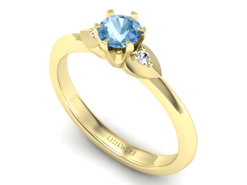Złoty pierścionek z topazem i brylantami - p16056ztp — zdjęcie 3