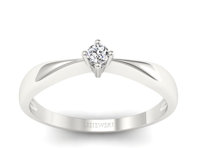 Złoty pierścionek z brylantem białe złoto - p16057b