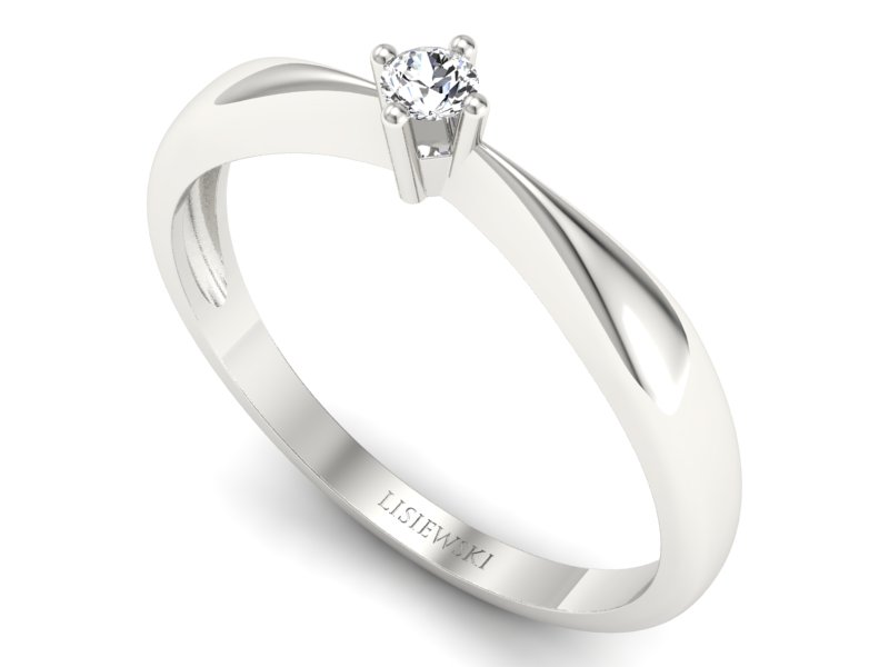 Złoty pierścionek z brylantem białe złoto - p16057b — zdjęcie 3