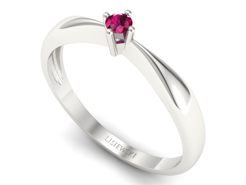 Pierścionek zaręczynowy z rubinem białe złoto - p16057br — zdjęcie 3