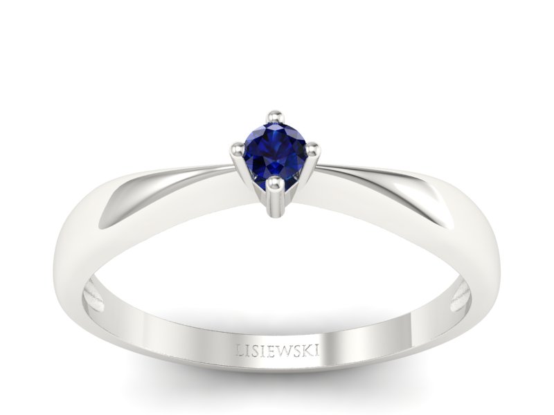 Złoty pierścionek z szafirem białe złoto - p16057bsz