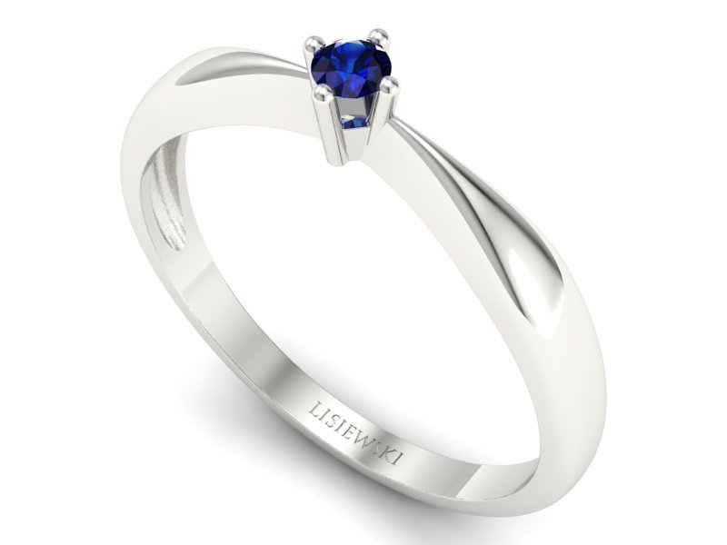 Złoty pierścionek z szafirem białe złoto - p16057bsz — zdjęcie 3