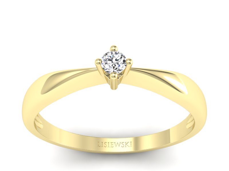 Złoty pierścionek z brylantem żółte złoto - p16057z