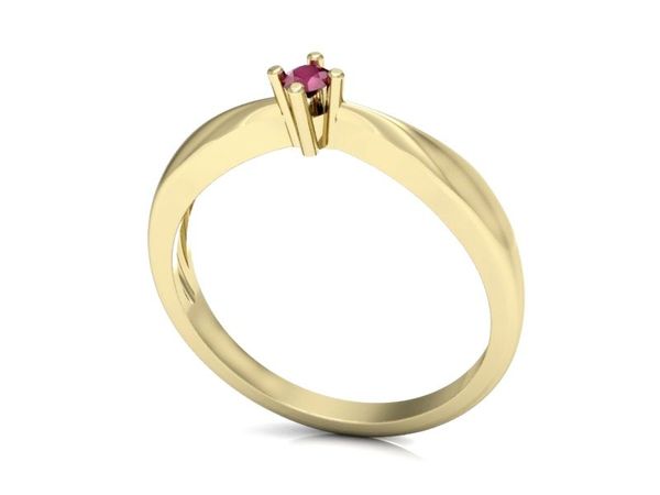 Złoty Pierścionek zaręczynowy z rubinem - p16057zr