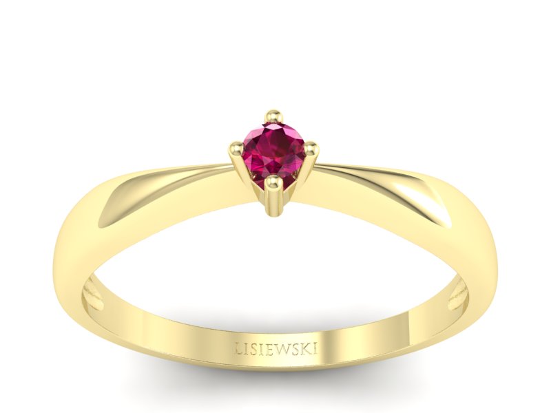 Złoty pierścionek zaręczynowy z rubinem - p16057zr