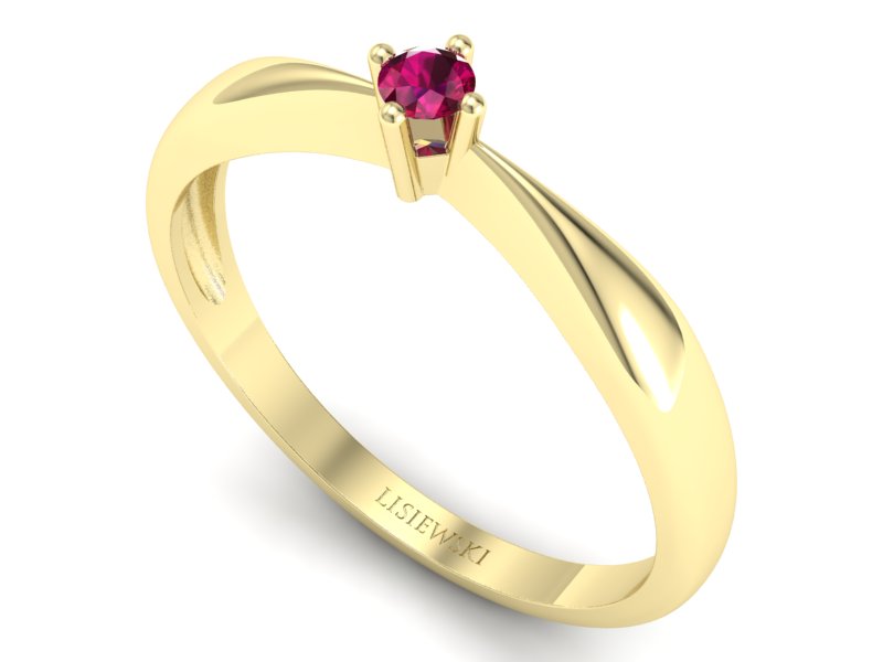 Złoty pierścionek zaręczynowy z rubinem - p16057zr — zdjęcie 3
