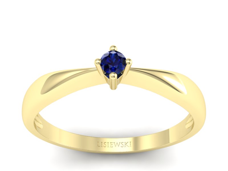 Złoty pierścionek z szafirem żółte złoto - p16057zsz