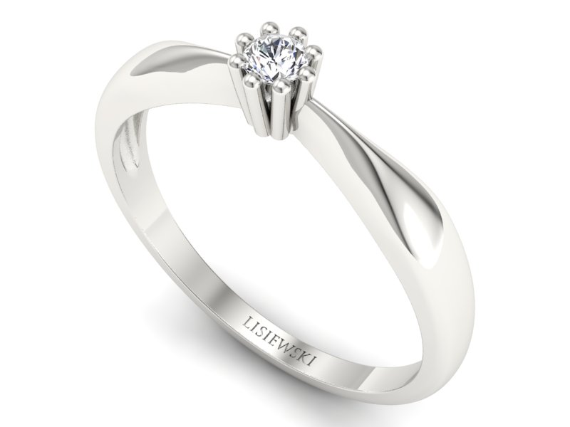 Złoty pierścionek z brylantem białe złoto - p16058b — zdjęcie 3