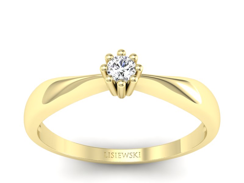 Pierścionek zaręczynowy z brylantami żółte złoto - p16058z