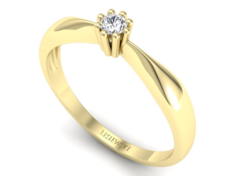 Pierścionek zaręczynowy z brylantami żółte złoto - p16058z — zdjęcie 3