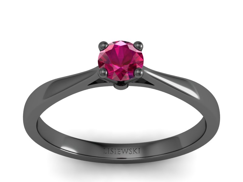 Czarne złoto pierścionek zaręczynowy z rubinem - p16059czr