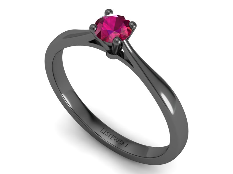 Czarne złoto pierścionek zaręczynowy z rubinem - p16059czr — zdjęcie 3