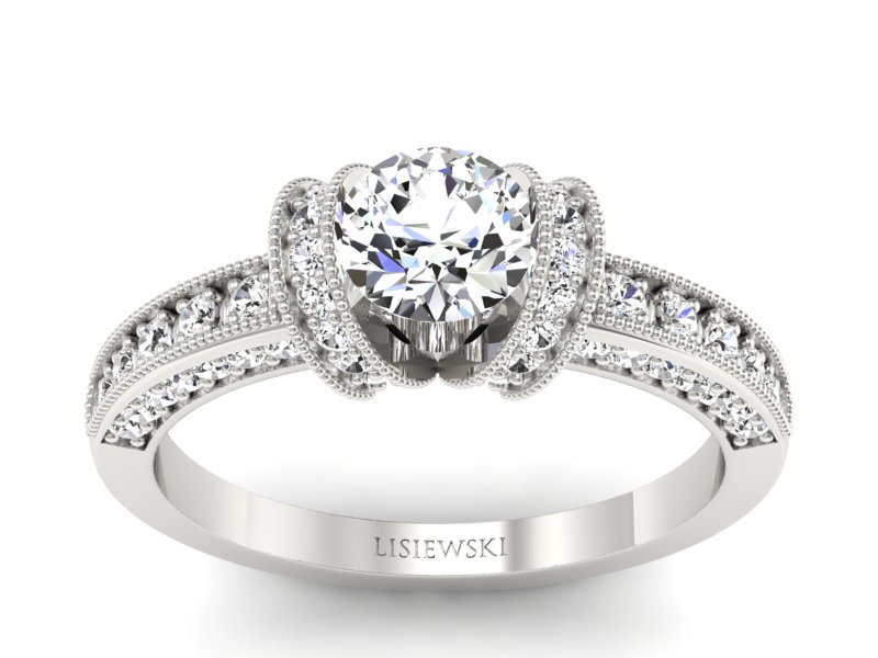 Pierścionek zaręczynowy z brylantami białe złoto - p16061b