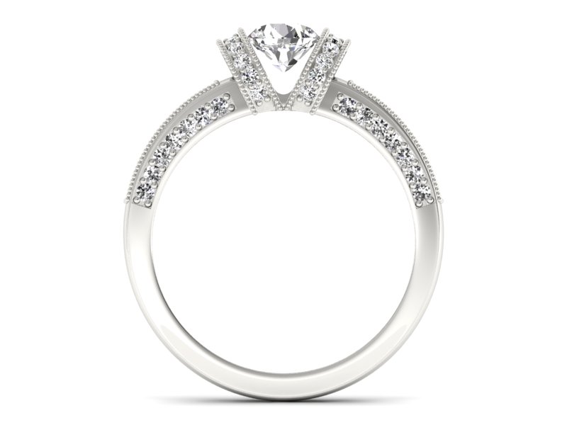 Pierścionek zaręczynowy z brylantami białe złoto - p16061b — zdjęcie 2