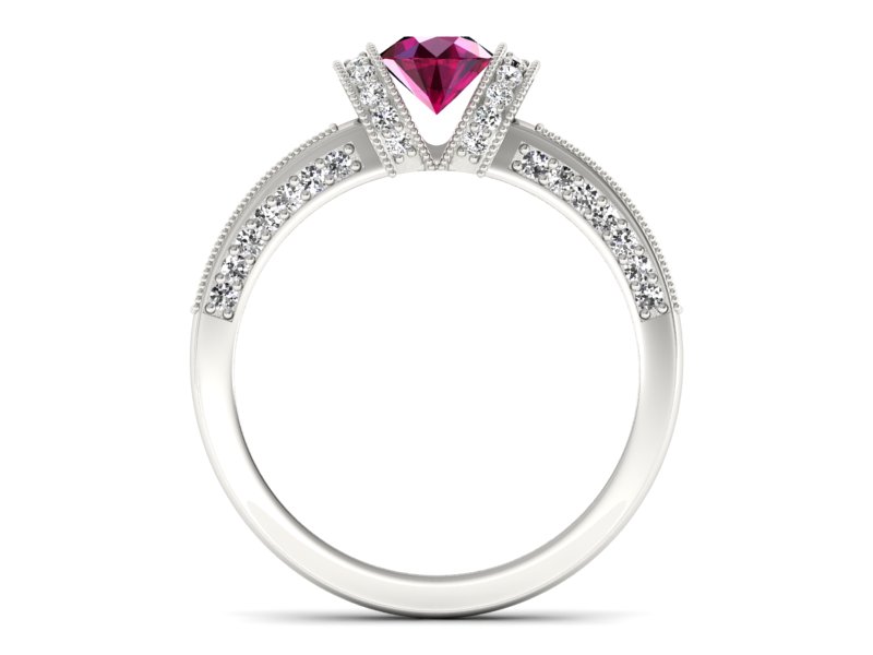 Pierścionek zaręczynowy z rubinem i brylantami - p16061br — zdjęcie 2