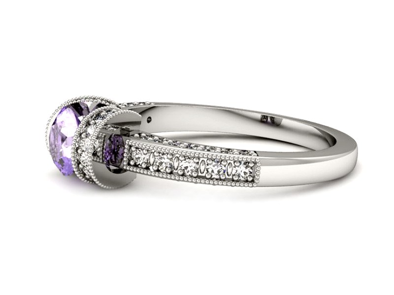 Pierścionek z tanzanitem białe złoto i brylantami - p16061bt — zdjęcie 5