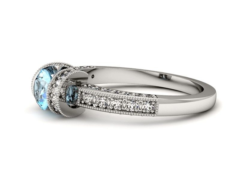 Złoty pierścionek z topazem i brylantami - p16061btp — zdjęcie 5