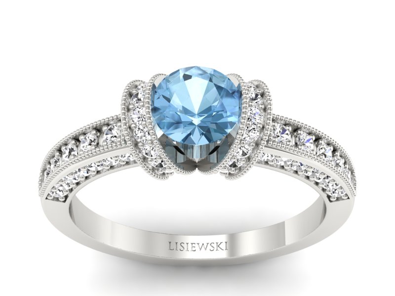 Złoty pierścionek z topazem i brylantami - p16061btp