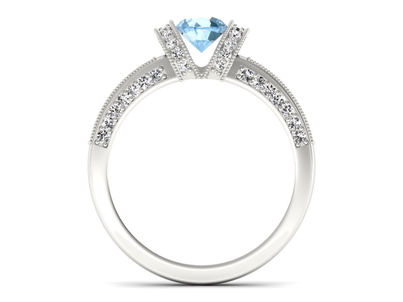 Złoty pierścionek z topazem i brylantami - p16061btp — zdjęcie 2