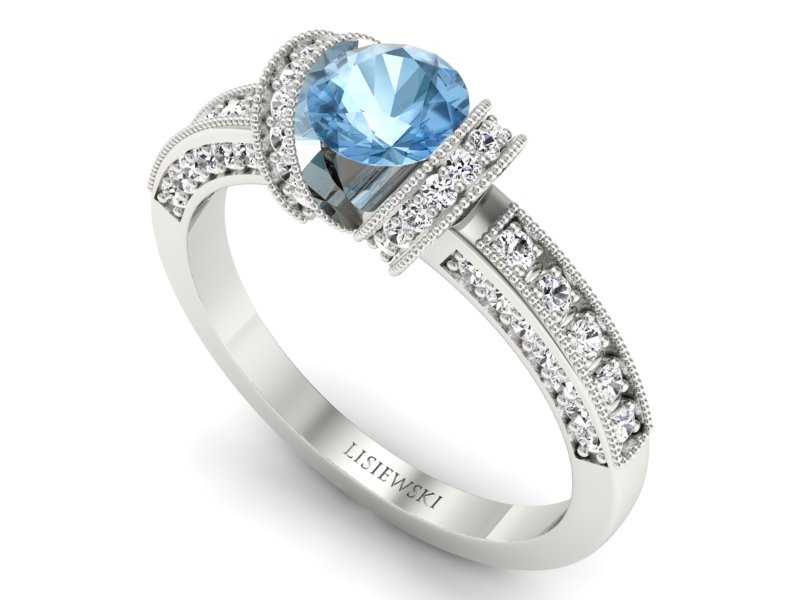 Złoty pierścionek z topazem i brylantami - p16061btp — zdjęcie 3