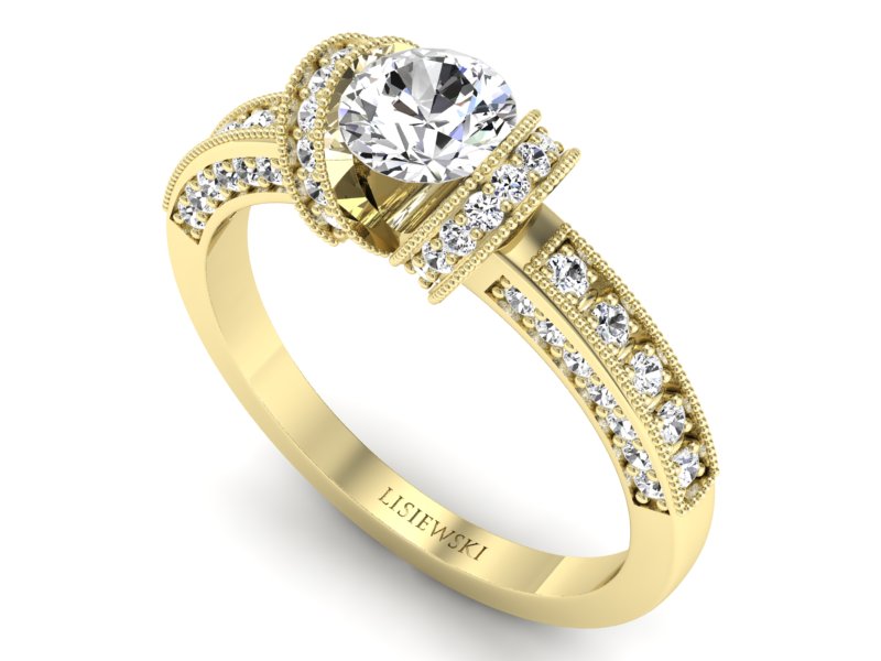 Pierścionek zaręczynowy z diamentami - p16061z — zdjęcie 3