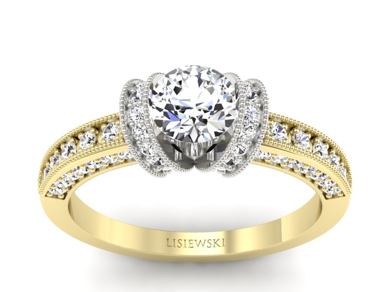 Pierścionek zaręczynowy z brylantami - p16061zb