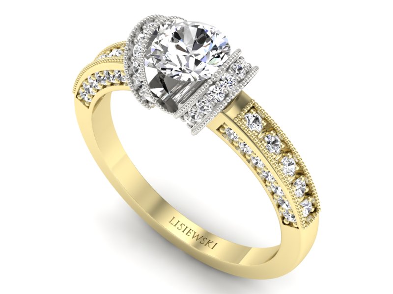 Pierścionek zaręczynowy z brylantami - p16061zb — zdjęcie 3