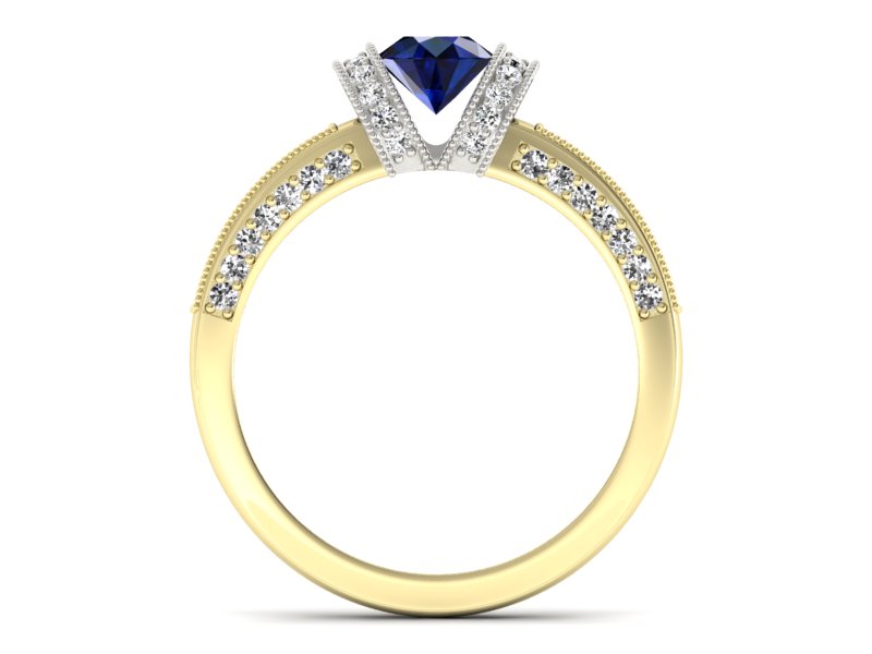 Pierścionek z szafirem i brylantami - p16061zbsz — zdjęcie 2