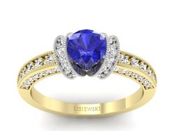Pierścionek z szafirem i diamentami - p16061zbszc