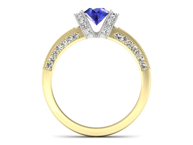 Pierścionek z szafirem i diamentami - p16061zbszc — zdjęcie 2