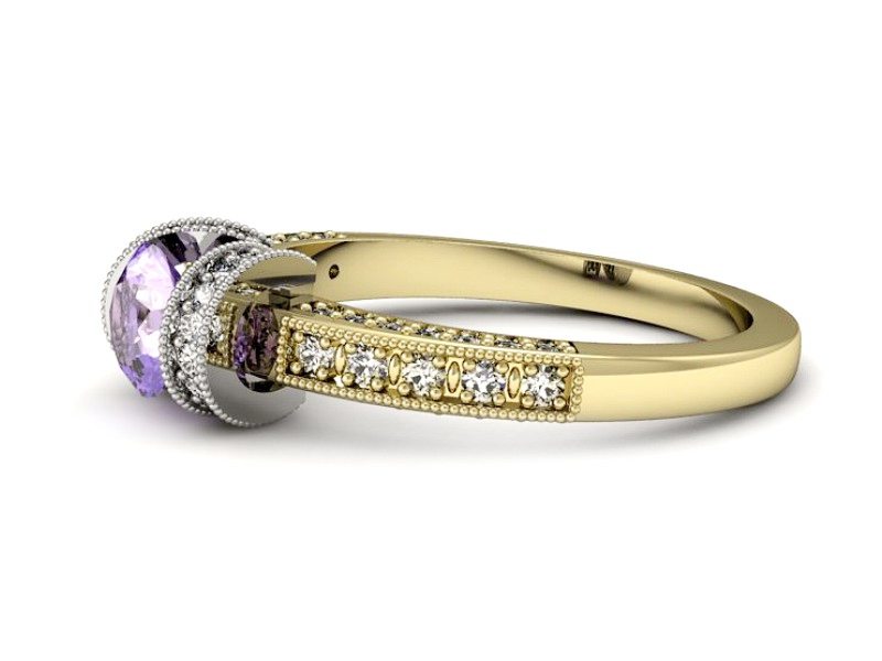 Pierścionek z tanzanitem i brylantami - p16061zbt — zdjęcie 5