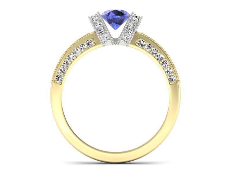 Pierścionek z tanzanitem i brylantami - p16061zbt — zdjęcie 2