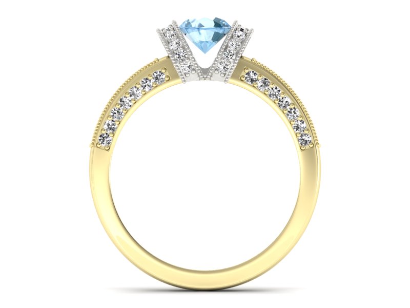 Złoty pierścionek z topazem i brylantami - p16061zbtp — zdjęcie 2