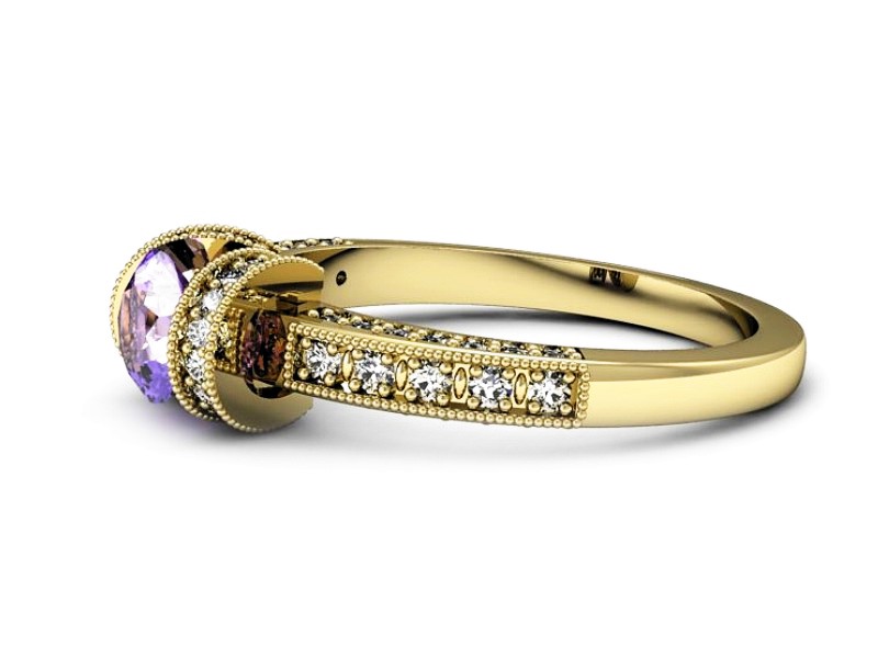 Pierścionek z tanzanitem i brylantami żółte złoto - p16061zt — zdjęcie 5