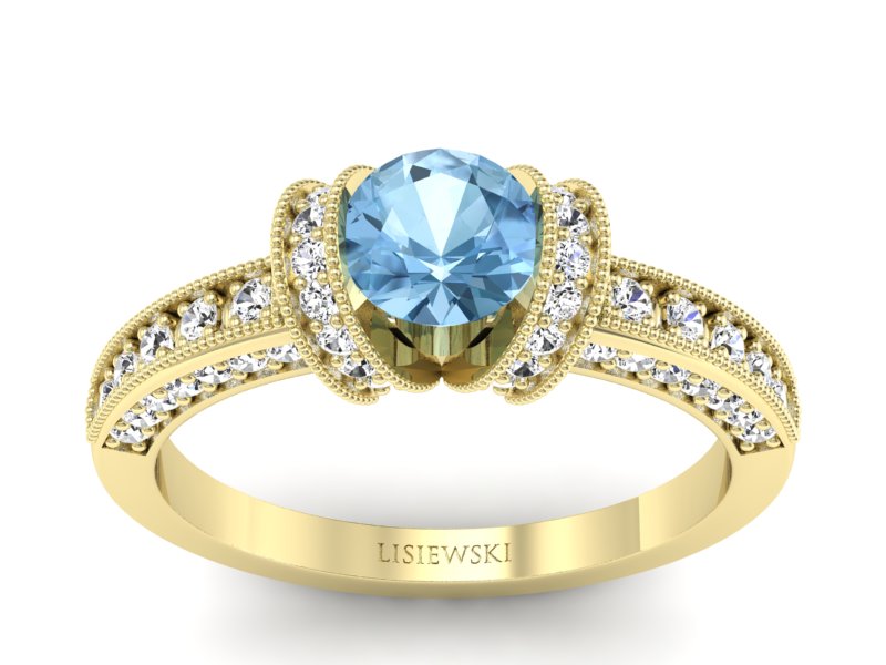 Złoty pierścionek z topazem i brylantami - p16061ztp