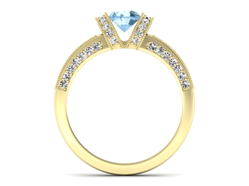 Złoty pierścionek z topazem i brylantami - p16061ztp — zdjęcie 2