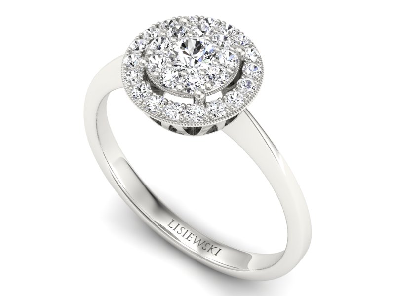 Złoty pierścionek z brylantami białe złoto - p16063b — zdjęcie 3